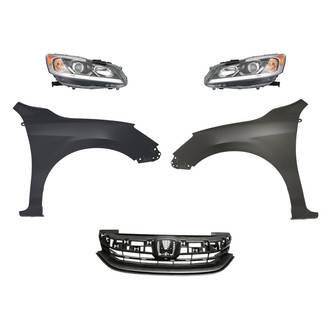 Replacement - 5-Piece Kit (Driver and Passenger Side Headlights, Grille, Driver and Passenger Side Fenders) (CAPA Certified)