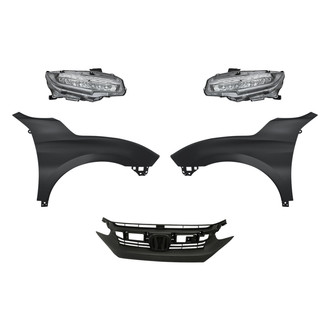 Replacement - 5-Piece Kit (Driver and Passenger Side Headlights, Grille, Driver and Passenger Side Fenders) (Standard Line)