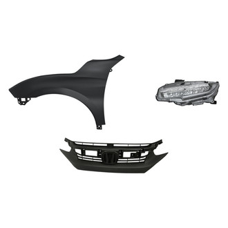 Replacement - 3-Piece Kit (Driver Side Headlight, Grille, Front Driver Side Fender) (Standard Line)