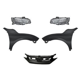 Replacement - 5-Piece Kit (Driver and Passenger Side Headlights, Grille, Driver and Passenger Side Fenders) (CAPA Certified)
