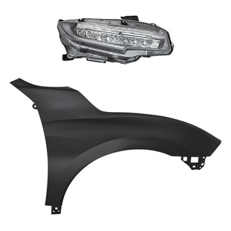Replacement - 2-Piece Kit (Passenger Side Headlight, Front Passenger Side Fender) (CAPA Certified)