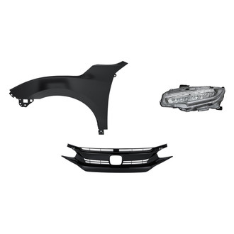 Replacement - 3-Piece Kit (Driver Side Headlight, Grille, Front Driver Side Fender) (CAPA Certified)