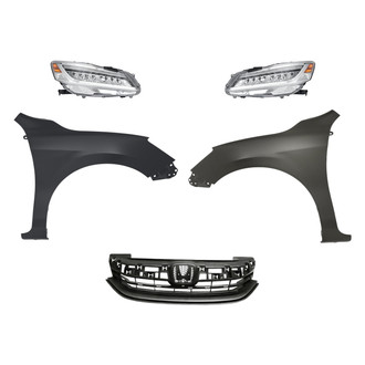 Replacement - 5-Piece Kit (Driver and Passenger Side Headlights, Grille, Driver and Passenger Side Fenders) (Standard Line)