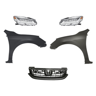 Replacement - 5-Piece Kit (Driver and Passenger Side Headlights, Grille, Driver and Passenger Side Fenders) (CAPA Certified)