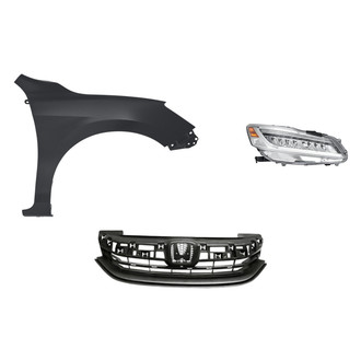 Replacement - 3-Piece Kit (Passenger Side Headlight, Grille, Front Passenger Side Fender) (CAPA Certified)