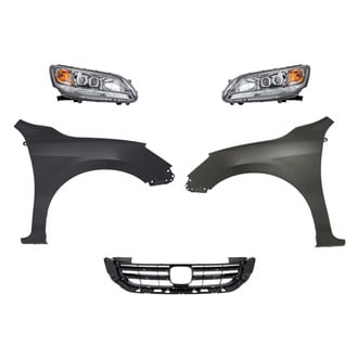 Replacement - 5-Piece Kit (Driver and Passenger Side Headlights, Grille, Driver and Passenger Side Fenders) (CAPA Certified)