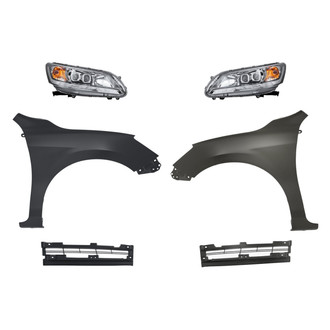 Replacement - 6-Piece Kit (Driver and Passenger Side Headlights, Driver and Passenger Side Lower Grille Inserts, Driver and Passenger Side Fenders) (CAPA Certified)