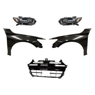 Replacement - 5-Piece Kit (Driver and Passenger Side Headlights, Grille, Driver and Passenger Side Fenders) (CAPA Certified)