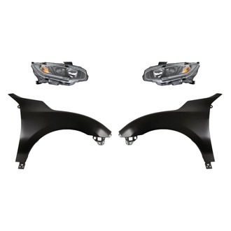 Replacement - 4-Piece Kit (Driver and Passenger Side Headlights, Driver and Passenger Side Fenders) (Standard Line)