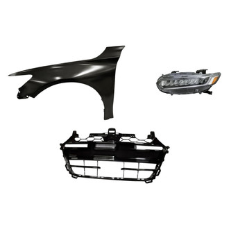 Replacement - 3-Piece Kit (Driver Side Headlight, Grille, Front Driver Side Fender) (Standard Line)