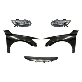 Replacement - 5-Piece Kit (Driver and Passenger Side Headlights, Upper Grille Cover, Driver and Passenger Side Fenders) (Standard Line)