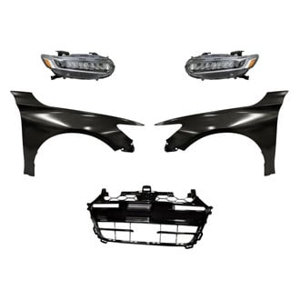 Replacement - 5-Piece Kit (Driver and Passenger Side Headlights, Grille, Driver and Passenger Side Fenders) (CAPA Certified)