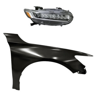 Replacement - 2-Piece Kit (Passenger Side Headlight, Front Passenger Side Fender) (CAPA Certified)