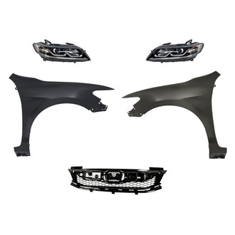 Replacement - 5-Piece Kit (Driver and Passenger Side Headlights, Grille, Driver and Passenger Side Fenders) (Standard Line)