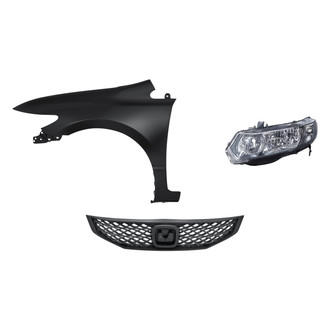 Replacement - 3-Piece Kit (Driver Side Headlight, Grille, Front Driver Side Fender) (Standard Line)