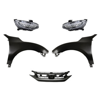 Replacement - 5-Piece Kit (Driver and Passenger Side Headlights, Grille, Driver and Passenger Side Fenders) (Standard Line)