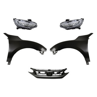 Replacement - 5-Piece Kit (Driver and Passenger Side Headlights, Grille, Driver and Passenger Side Fenders) (CAPA Certified)