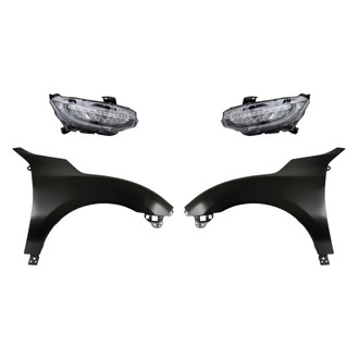 Replacement - 4-Piece Kit (Driver and Passenger Side Headlights, Driver and Passenger Side Fenders) (CAPA Certified)
