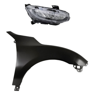 Replacement - 2-Piece Kit (Passenger Side Headlight, Front Passenger Side Fender) (CAPA Certified)