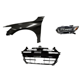 Replacement - 3-Piece Kit (Driver Side Headlight, Grille, Front Driver Side Fender) (Standard Line)
