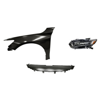 Replacement - 3-Piece Kit (Driver Side Headlight, Upper Grille Cover, Front Driver Side Fender) (Standard Line)