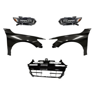 Replacement - 5-Piece Kit (Driver and Passenger Side Headlights, Grille, Driver and Passenger Side Fenders) (CAPA Certified)