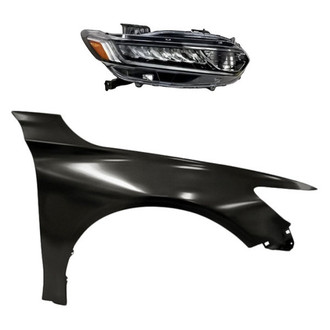 Replacement - 2-Piece Kit (Passenger Side Headlight, Front Passenger Side Fender) (CAPA Certified)