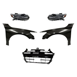 Replacement - 5-Piece Kit (Driver and Passenger Side Headlights, Grille, Driver and Passenger Side Fenders) (CAPA Certified)