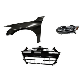 Replacement - 3-Piece Kit (Driver Side Headlight, Grille, Front Driver Side Fender) (CAPA Certified)