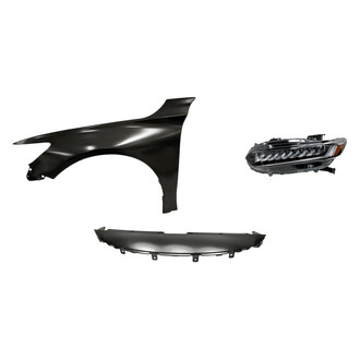 Replacement - 3-Piece Kit (Driver Side Headlight, Upper Grille Cover, Front Driver Side Fender) (CAPA Certified)