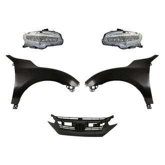 Replacement - 5-Piece Kit (Driver and Passenger Side Headlights, Grille, Driver and Passenger Side Fenders) (Standard Line)