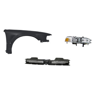 Replacement - 3-Piece Kit (Passenger Side Headlight, Grille, Front Passenger Side Fender) (Standard Line)