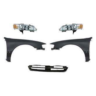 Replacement - 5-Piece Kit (Driver and Passenger Side Headlights, Grille, Driver and Passenger Side Fenders) (Standard Line)