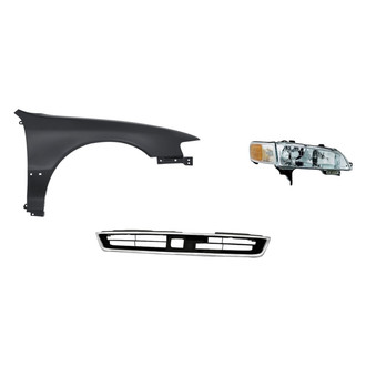 Replacement - 3-Piece Kit (Passenger Side Headlight, Grille, Front Passenger Side Fender) (Standard Line)