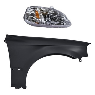 Replacement - 2-Piece Kit (Passenger Side Headlight, Front Passenger Side Fender) (CAPA Certified)