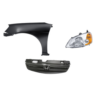 Replacement - 3-Piece Kit (Driver Side Headlight, Grille, Front Driver Side Fender) (Standard Line)