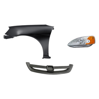 Replacement - 3-Piece Kit (Driver Side Headlight, Grille Bar, Front Driver Side Fender) (Standard Line)