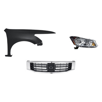 Replacement - 3-Piece Kit (Passenger Side Headlight, Grille, Front Passenger Side Fender) (Standard Line)