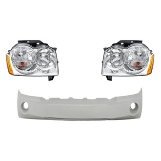Replacement - 3-Piece Kit (Driver and Passenger Side Headlights, Front Bumper Cover) (Standard Line)