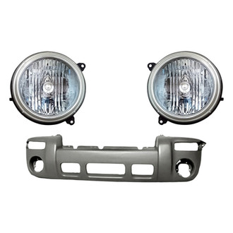 Replacement - 3-Piece Kit (Driver and Passenger Side Headlights, Front Bumper Cover) (Standard Line)