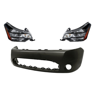 Replacement - 3-Piece Kit (Driver and Passenger Side Headlights, Front Bumper Cover) (Standard Line)
