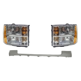 Replacement - 3-Piece Kit (Driver and Passenger Side Headlights, Front Upper Bumper Cover) (Standard Line)