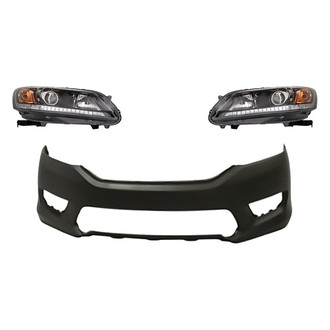 Replacement - 3-Piece Kit (Driver and Passenger Side Headlights, Front Bumper Cover) (Standard Line)