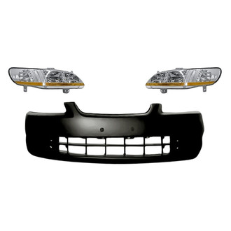 Replacement - 3-Piece Kit (Driver and Passenger Side Headlights, Front Bumper Cover) (Standard Line)