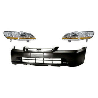 Replacement - 3-Piece Kit (Driver and Passenger Side Headlights, Front Bumper Cover) (Standard Line)