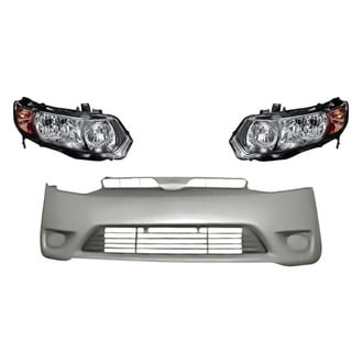 Replacement - 3-Piece Kit (Driver and Passenger Side Headlights, Front Bumper Cover) (Standard Line)