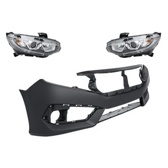 Replacement - 3-Piece Kit (Driver and Passenger Side Headlights, Front Bumper Cover) (Standard Line)