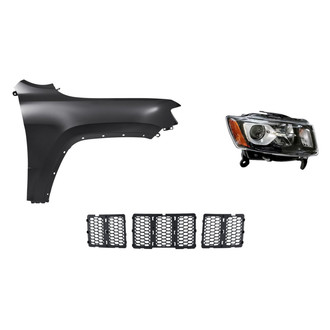 Replacement - 3-Piece Kit (Passenger Side Headlight, Grille Insert, Front Passenger Side Fender) (CAPA Certified)