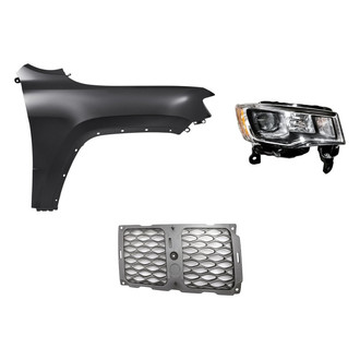 Replacement - 3-Piece Kit (Passenger Side Headlight, Passenger Side Outer Grille Molding, Front Passenger Side Fender) (Standard Line)