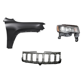 Replacement - 3-Piece Kit (Passenger Side Headlight, Grille Reinforcement, Front Passenger Side Fender) (Standard Line)